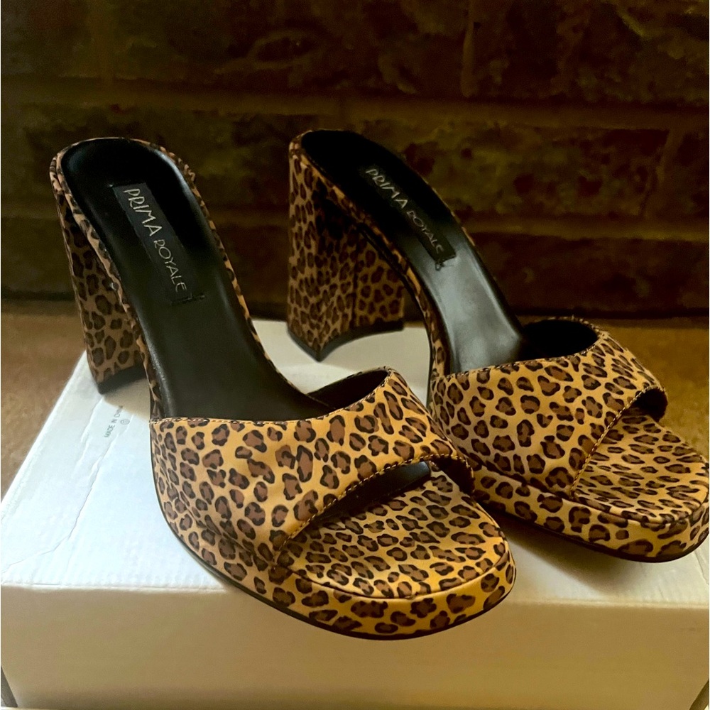 Brand New Never Been Worn Prima Royale 9-1/2 Leopard Print Heels